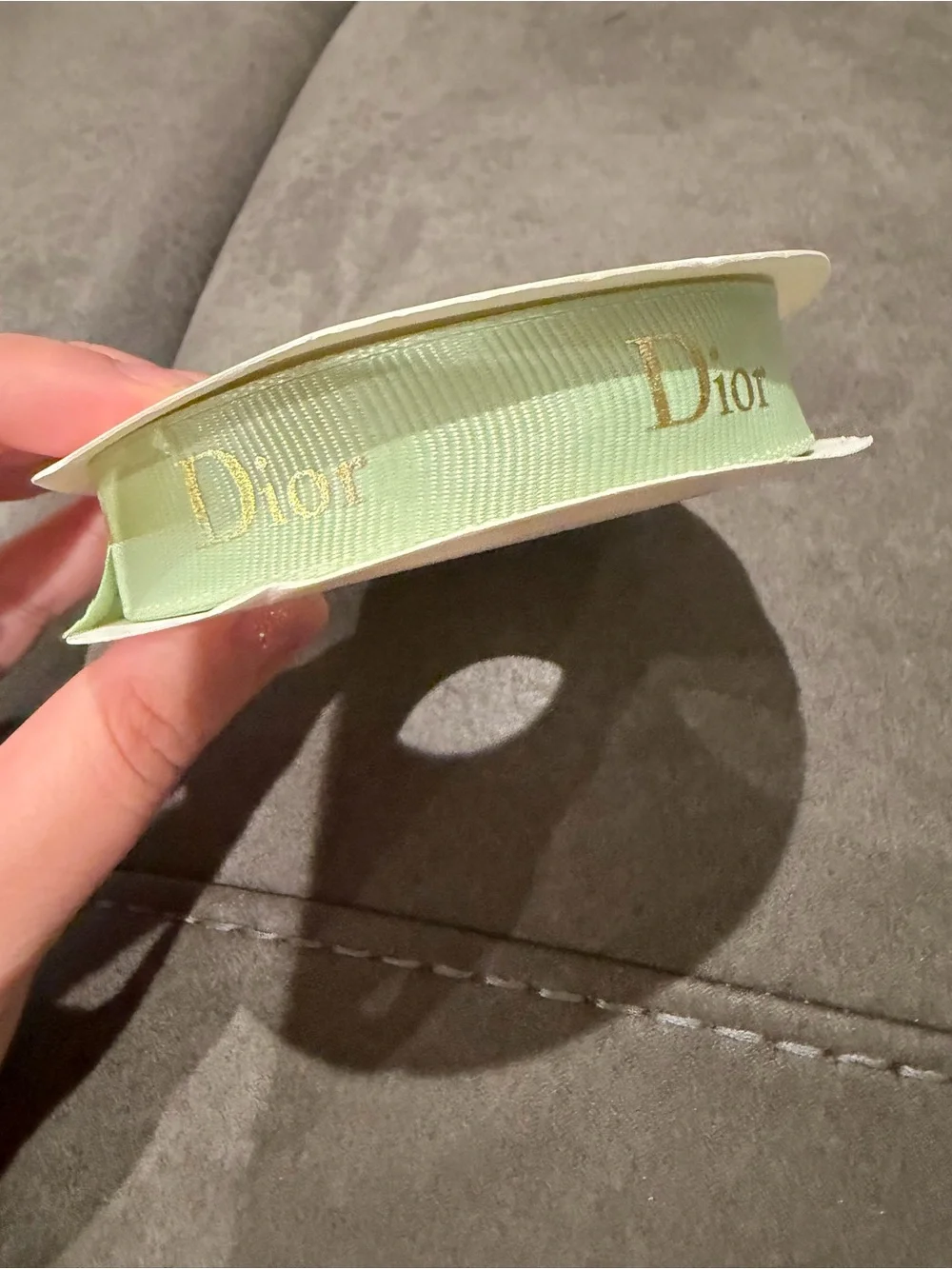 Dior Mint Green Ribbon with Gold Logo 40 yards